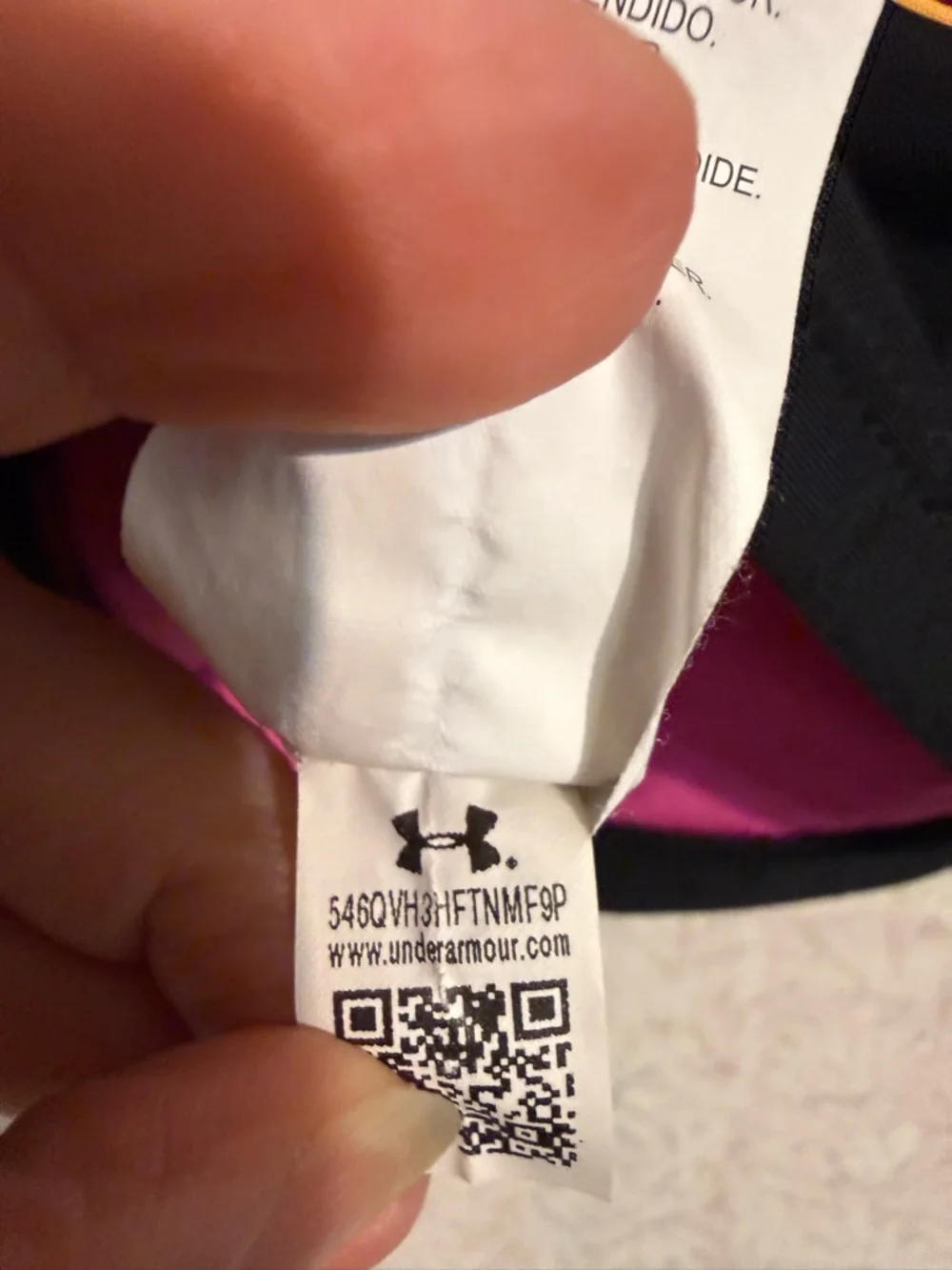 Under Armour Pink Sports Bra with Blue and Yellow Trim, Gym, Play, Swimming 16